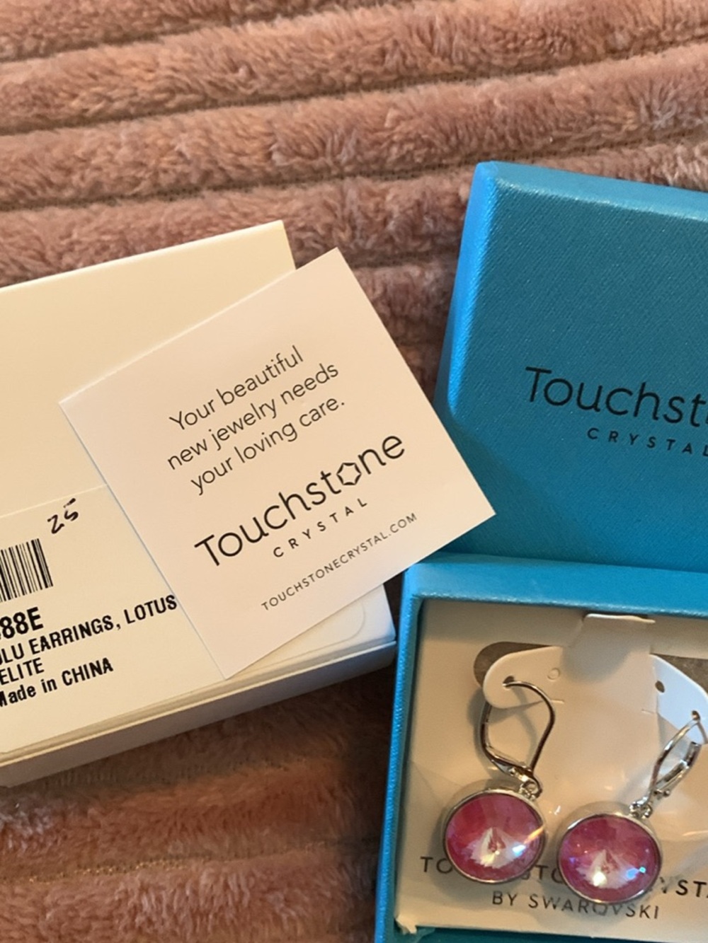 Touchstone Crystal Pink Drop Earrings with Silver-Tone Hooks